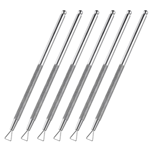 Genérico Juego de 6 Piezas para Manicura y Pedicura Empujador y Raspador de Uñas de Acero Inoxidable Herramienta para Remover Esmalte de Gel y Cuidado de Cutículas Uso Profesional y