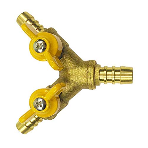 Aardich Forma de Tres vías válvula de 3 vías Conector de la Manguera Barb Y Válvula de Bola de Agua Divisor válvula de Gas 2 Interruptor de latón Amarillo Montaje Cover