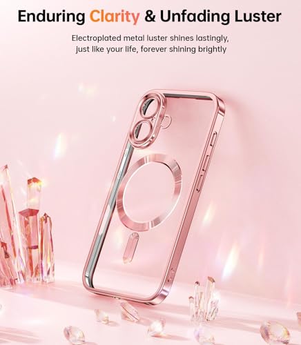 Image of mobistyle Designed for iPhone 16 Plus | Luxury Electroplating Mag-Safe Case | Camera Lens Protection Back Cover Case for iPhone 16 Plus (Meg-Safe Pink)