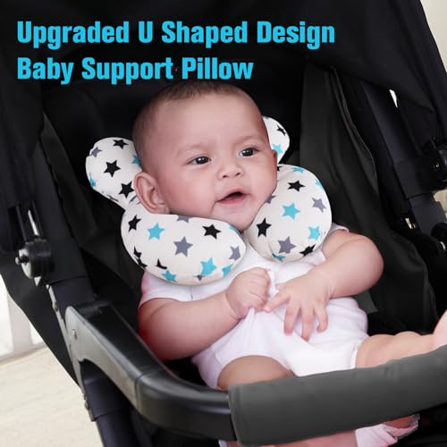 Image of KAKIBLIN Baby Travel Pillow, Upgraded Baby Neck Pillows for Car Seat, Infant Neck Support Pillow for Head and Neck,Newborn Head Support for Car Seat,Pushchair