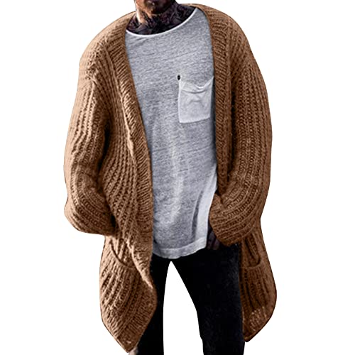 Cardigan de punto para hombre con cuello chal y botones chaqueta casual de manga larga para invierno