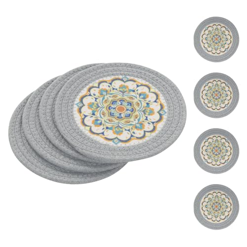 SHACOS 8 Inches Trivets for Hot Dishes, Floral Pattern Trivet Mats 4 Pieces