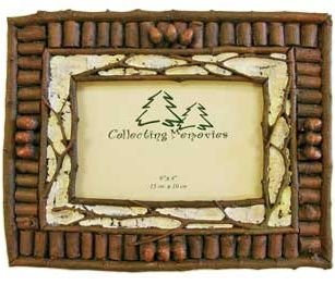 Rustic Twig & Birch w/ Mini Acorns Photo Frame (Holds 4x6) (Vertical or Horizontal)