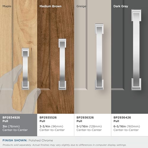 Image of Amerock BP2934926 | Polished Chrome Cabinet Pull | 3 inch (76mm) Center-to-Center Cabinet Handle | Candler | Furniture Hardware