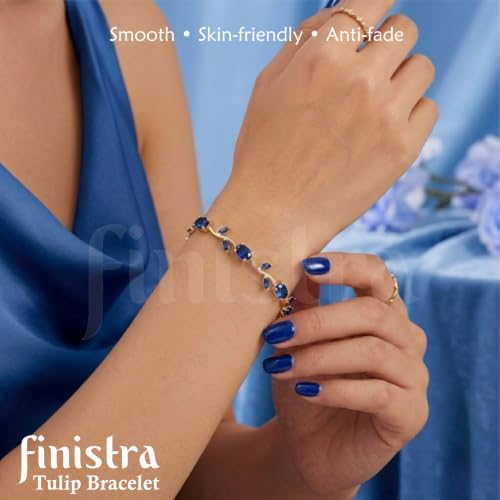 Image of finistra Tulip Bracelet for Women Stylish | Gold Plated Crystal Floral Jewellery | Adjustable Chain for Women & Girls Stylish | Elegant Tulip Bracelet for Women, Party & Daily Wear Accessory