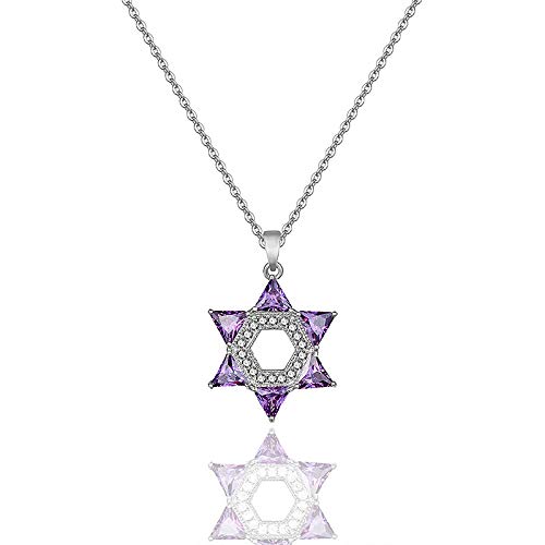 Collier étoile à six branches en argent 925 de haute joaillerie pour femme