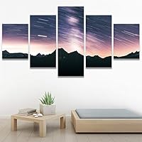 SIGNWIN 5 Panel Canvas Wall Art Aerial Astronomy & Space Dramatic Global Green Photography Realism Stars Ultra for Home Decorations Ready to Hang - 60