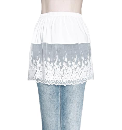 Image of Vanrose Jan Womens Lace Shirt Extender See Through Lace Underskirts Layering Half Slip Clothing Accessories