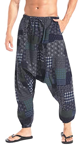 AITFINEISM Hommes Pantalon Confortable Taille Élastique Pantalon De Mode Unicolore Casual Yoga Hippies Pantalon (Style 9,M)