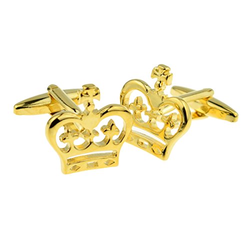 Mancuernillas doradas corona real para hombre miniatura 1