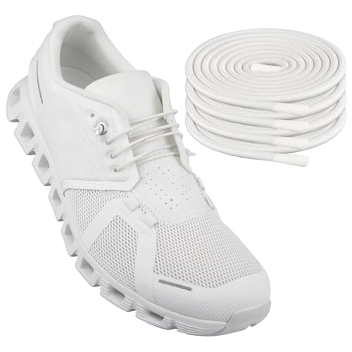 Endoto 2 Pairs Elastic Shoelaces for ON Cloud 5 & 6 No Tie Replacements Shoes Laces Stretchy Bungee Running Training(Color:White Size:24Inch)