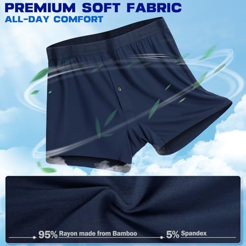 IGOLUMON Mens Underwear Boxer Shorts 5 Pack Bamboo Rayon Boxers for Men Classic Relaxed Fit Boxer Shorts with Button Fly2