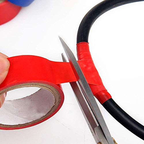 Image of Maveek 10 Rolls PVC Electrical Insulation Tapes, Waterproof Red Tapes, Rated up to 600 Volts and 176 F, 15mmx15m(0.6 inch x 49.2ft)