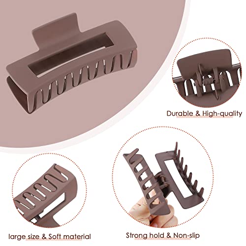 4.1 Inch Large Hair Claw Clips 8 Pcs Rectangle Hair Clips Big Hair Clips For Thick Hair Nonslip Rectangular Hair Clips Acrylic Banana Jaw Clips Hair Accessories For Women And Girls (Blue Brown) #TOP3