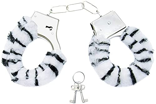 Algemas reguláveis em Metal com chaves e pelúcia Zebra