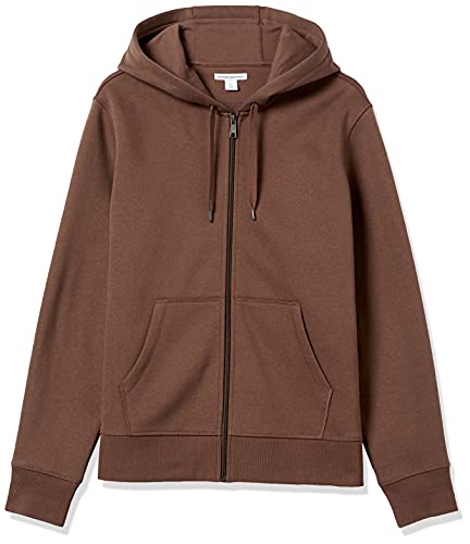 Amazon Essentials Herren Fleece-Kapuzenpulli mit durchgehendem Reißverschluss (erhältlich in den Größen Big & Tall), Mittel Braun, M