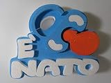 AJL è Nato Ciuccio Azzurro POLISTIROLO Scritta L34cm x A28cm