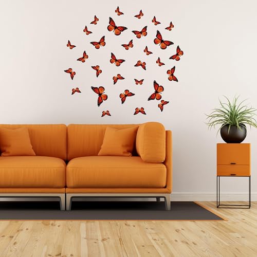 30 Schmetterlings-Wanddekor-Aufkleber, Kunstdekorationen, Aufkleber für Mädchenzimmer, Schlafzimmer, Lila