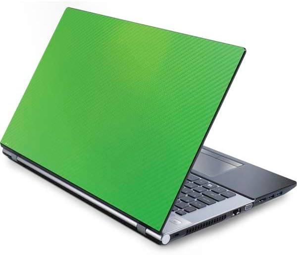 Skinit Decal Laptop Skin Compatible with Generic 17in Laptop (15.2in X 9.9in) - Green Carbon Fiber Specialty Texture Material Design