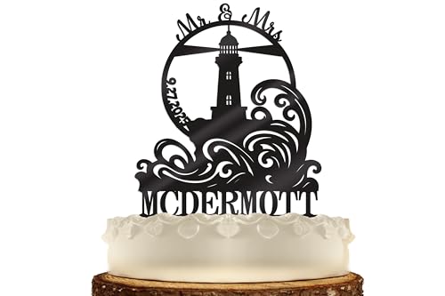 Lighthouse Nautical Wedding Cake Topper Beach Weddings Unique Ocean
