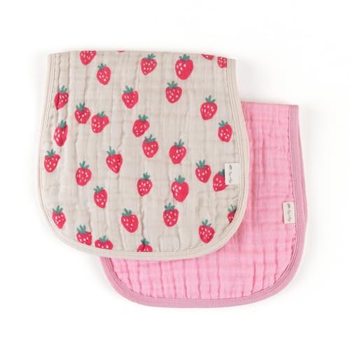 Itzy Ritzy Set of 2 Baby Burp Cloths – Ultra-Soft Absorbent Burping Cloths for Babies - Made of 100% Cotton Muslin and Generously Sized with Trendy Coordinating Prints – Machine Washable (Strawberry)