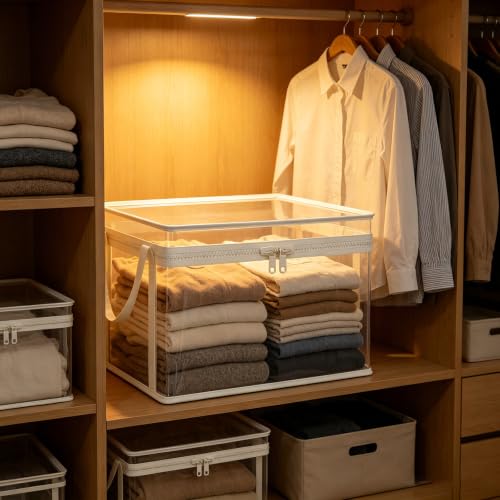 Transparent Storage Bins Clear Organizer Set, Zippered Covers, Side Handles, Visible Bedroom Household Sorting Clear Storage Bins Zippered Organizer Set Toy Sorting Bedroom Closet Household Visible - Image 8