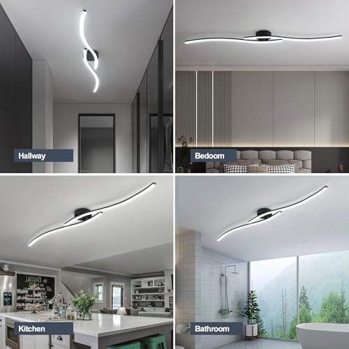 HLILCEH 47.24Inch Linear Ceiling Light 6000K Black Modern Ceiling Light Fixture 35W Long Flush Mount Ceiling Lamp for Hallway, Kitchen, Bedroom, Dining Room by HLILCEH - Used condition - Image 7