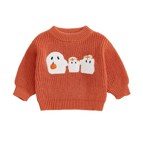 Image of BemeyourBBs Toddler Baby Boy Girl Knit Sweaters Oversized Long Sleeve Embroidery Shirt Newborn Cute Fall Winter Clothes