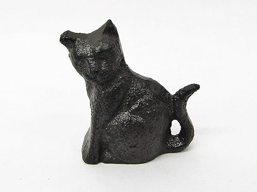 Tiny-Miniature-Cast-Iron-Cat-Figurine-175-Inch-Rustic-Primitive-Style-for-Garden-or-Potted-Plant Tiny Miniature Cast Iron Cat Figurine 175 Inch Rustic Primitive Style for Garden or Potted Plant