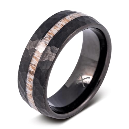 Manly Bands: Men's Antler Wedding Bands and Rings - Made With Real Deer Antlers - Designed for Hunters and Wilderness Enthusiasts