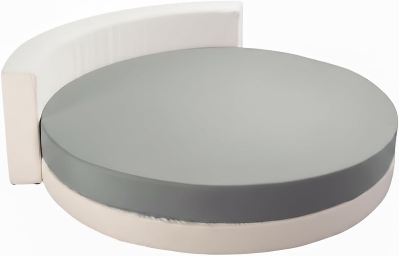Waterproof Gray Mattress Cover with Deep Pocket - Soft Fitted Sheet Style Breathable Pad Cover for Round Mattress (Grey, 180)