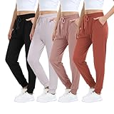 Mgput 4 PCS Women's Joggers Pants with Pockets-Women Lightweight Sweatpants for Running Yoga Athletic Casual Pants(TYP601-S/M Color 1)