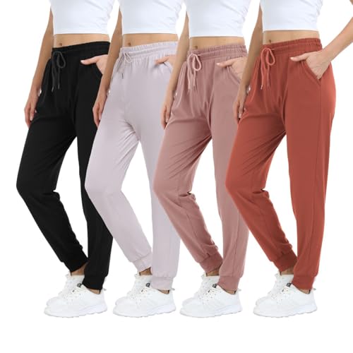 Mgput 4 PCS Women's Joggers Pants with Pockets-Women Lightweight Sweatpants