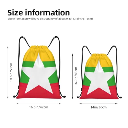 Flag of Myanmar print Drawstring Bag Sack Gym Bag Ditty Bag for Gym Traveling, Hiking, Yoga, Shopping for Adult4