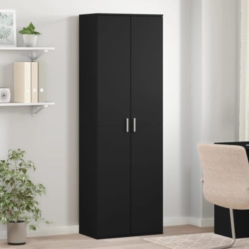 IKAYAA Armario Multiusos 2 Puertas Armario Escobero, Armario Limpieza, Armario almacenaje, Armario Hogar Escobero, Madera de Ingeniería, 60x35x180 cm Negro