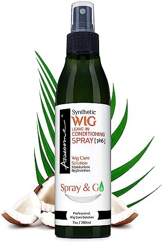 Awesome Synthetic Wig Leave-in Conditioner Spray, pH6, Professional Wig Care Solution, Detangle Spray, Moisturizes & Replenishes Synthetic Wigs, Easy Combing, Contains Coconut Oil, 7 fl oz