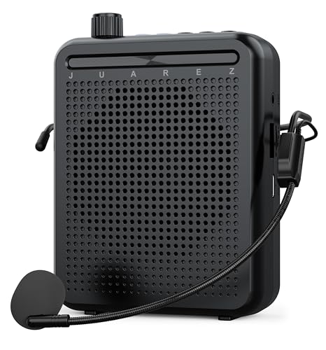 Image of Juarez JRZPA81 Portable Voice Amplifier with Bluetooth 6.0, 10W Speaker, 1800mAh Battery (Up to 10 Hours), Wired Headset Mic with 15mm Driver, TF /USB Playback & Recording for Teaching, Yoga & Tours
