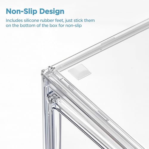 Image of HBlife Baby Bottle Storage Organizer for Countertop Cabinet, 4 Tiers Adjustable Clear Acrylic Bottles Storage Station Case Box Container with 3 Removable Dividers and Magnetic Double Door, X-Large