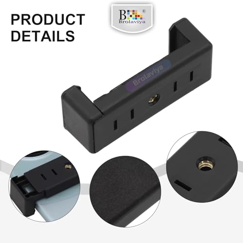 Image of BROLAVIYA 2 Pack Mobile Phone Holder Mount with 1 /4 inch Screw, Adjustable 55-85mm Smartphone Clamp, Tripod & Stand Compatible, Universal Phone Holder for Video Recording, Live Streaming & Photography