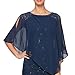 S.L. Fashions Women's Long Length Sequin Lace Beaded Capelet Dress, Formal Evening Gown, New Navy Capelet, 12P