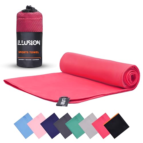 illusion Small Microfibre Gym Towel for Active Sports (40x80cm), Lightweight Quick Dry Towel, Ideal for Cardio Cycling