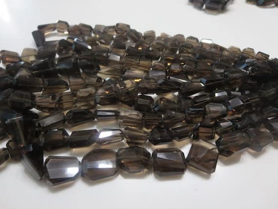 Quartz fumé naturel facetté en fil de 40cm pour atelier de création de bijoux bohèmes