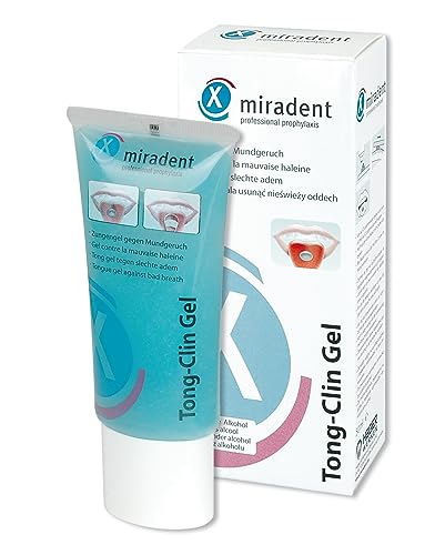 miradent Tong-Clin Zungenreinigungsgel 50 ml | Gel zur sanften Beseitigung von Zungenbelägen und Mundgeruch | alkoholfrei | Pflegt mit Kamille, Salbei und Ringelblume