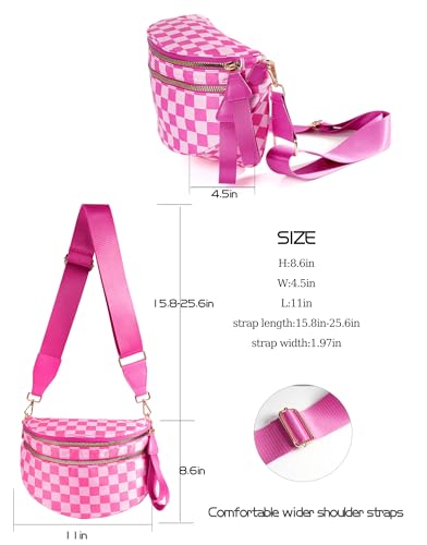 Image of FEIBOON Spacious Checkered Nylon Crossbody Bag Bum Bag Handbags Wallets for Women