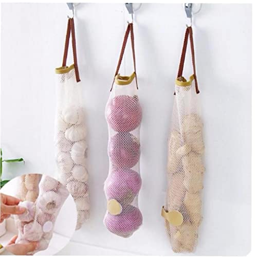 Ericetion Bolsas De Almacenamiento De Malla Largas para Vegetales Patatas Cebollas Ajo Bolsas De Asas Reutilizables De Almacenamiento Neto para Verduras De Frutas Basura Cover
