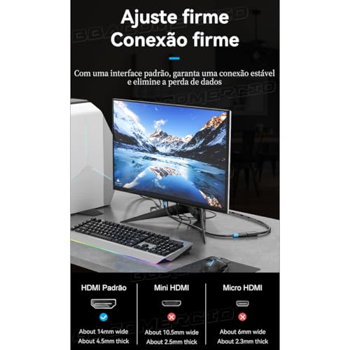 Cabo Extensor HDMI 2.0 4k 60Hz Hdr 3d 1m UM Metro VENTION Hdmi MACHO x Hdmi FÊMEA Gamer Full HD Exte