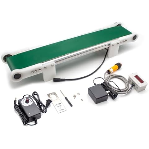 Aitoserlea Small Desktop Conveyor Belt with Photoelectric Counter, Mini Production Line Conveyor Auto Frictional Force Experiment Device Cover