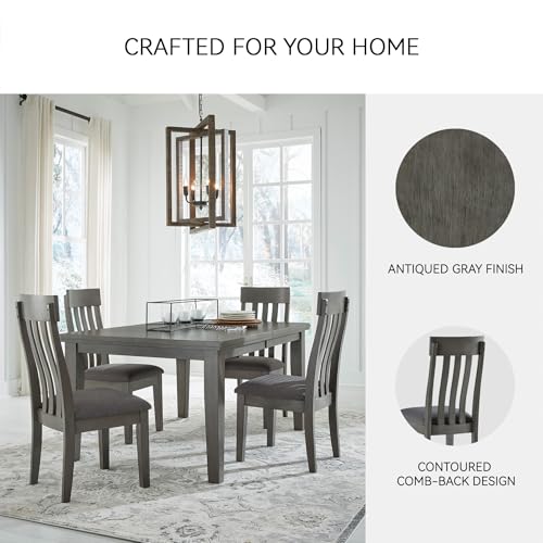 Image of Signature Design by Ashley Hallanden Contemporary Dining Upholstered Side Chair, Set of 2, Armless, Comb Back Design, Wood Frame, Gray