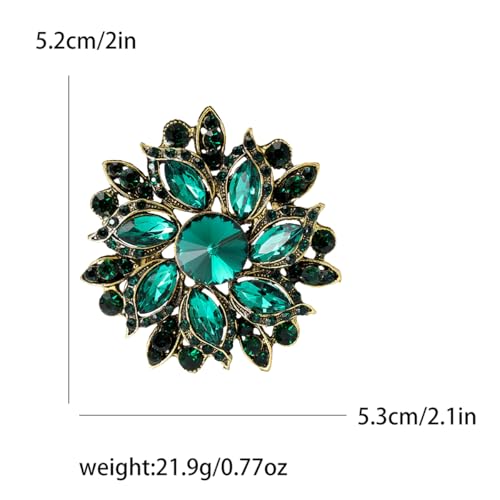 Image of Rhinestone Flower Brooch for Women Vintage Crystal Flower Brooch Pin Elegant Clothing Hat Bag Accessories Christmas Birthday Party Wedding Costume Jewelry