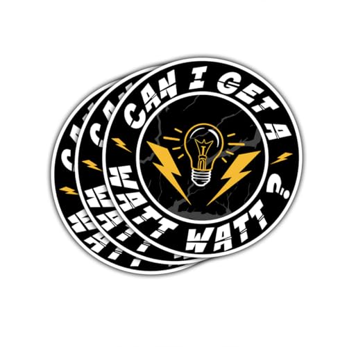 (3 Pcs) Can I Get a Watt Watt Stickers, Funny Electricity Pun Vinyl Decals for Engineers, Electricians, and Science Lovers, Light Bulb Physics Humor Stickers for Laptops and Water Bottles